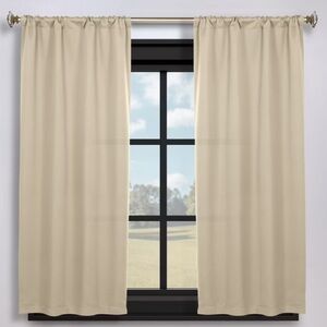 Semi Blackout Drapes Cream Khaki Tan Neutral Color 84 x 42 Rod Pocket Long